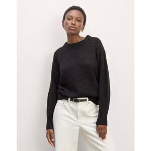 Everlane Womens The Cocoon Crew Sweater Medium Heathered Black Alpaca NWT